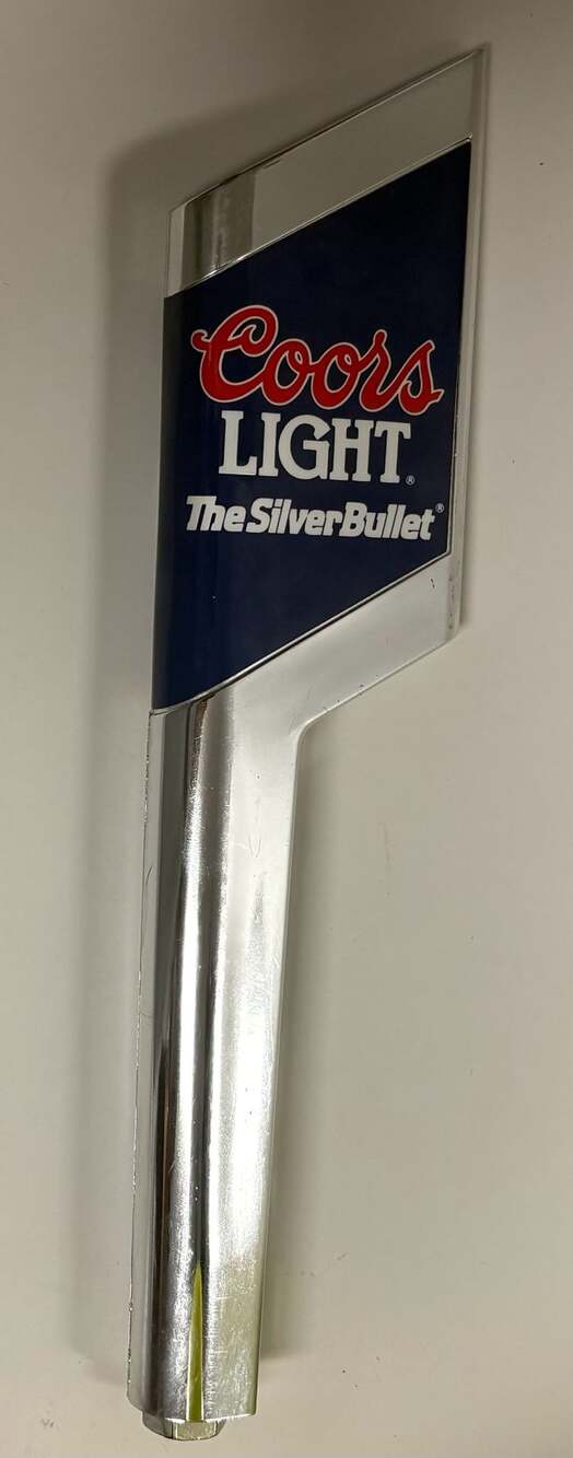 Coors Light Beer Tap Handle The Silver Bullet Chrome and Blue